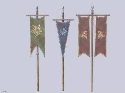 Fantasy war banner collection 3D Model Pack