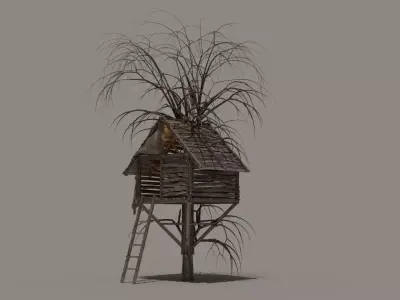 Old Tree House Low-poly 3D model