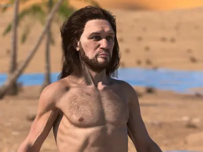  Prehistoric Humans and Mammoth Fur Rigged Collection 