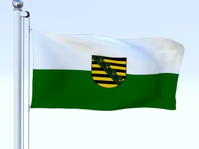 Animated Saxony German State Flag Low-poly 3D model