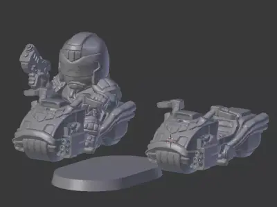 Chibi Lawman on bike 3D print model