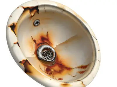 Grungy Rusted Porcelain Sink Basin Low-poly 3D model