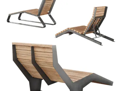 Park benches chaise longue 4 3D model