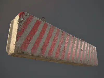 Concrete Roadblock Barrier Low-poly 3D model