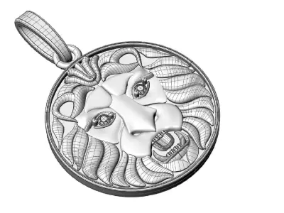  Lion pendant with stones for CNC or  3D print model