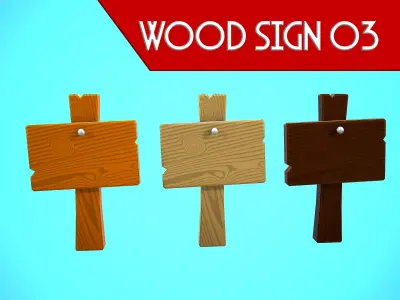 WOOD SIGN 03 CARTOON STYLIZED Low-poly 3D model