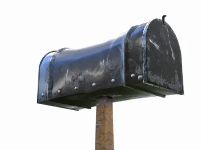 Old black Mailbox Lowpoly Low-poly 3D model