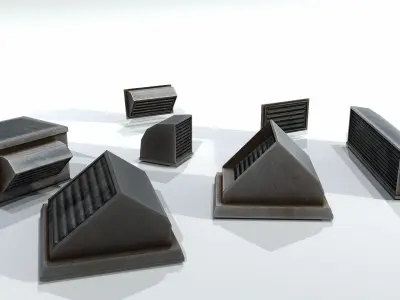Vent Set of metal grilles Low-poly 3D model