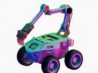 Sci-Fi Robot Rover with Claw Arm Low-poly 3D model