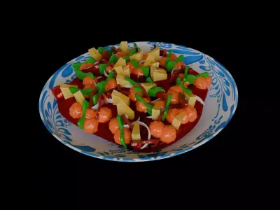 Asian food sweet and sour pork 3D model