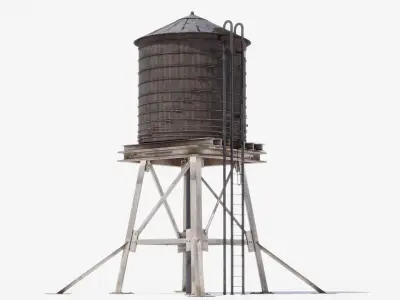 Water Tower 02 Low-poly 3D model