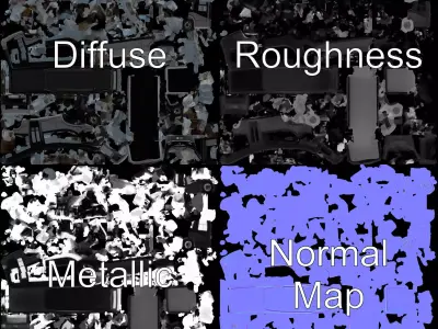 Black City Bus model pack Low-poly 3D model