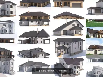 11 private houses 3D Model Pack