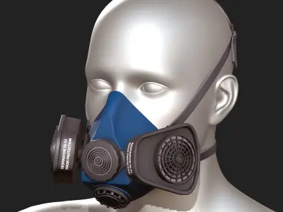 Gas mask protection futuristic technology isolated  Low-poly 3D model