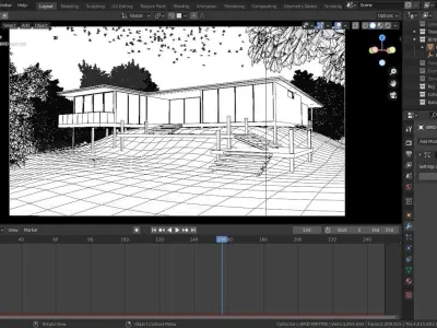 Modern House on a hill 3D model
