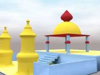 swarg indian temple with structure 3D model