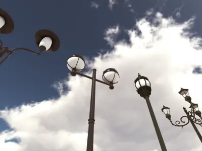 Streetlights Pack Low-poly 3D model