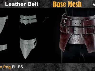 05 Leather Belt Base Mesh vol 25 Low-poly 3D model