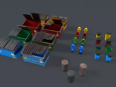 Dumpster Pack Low-poly 3D model