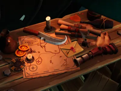 Stylized Pirate Port City Low-poly 3D model