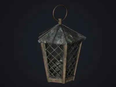 Old medieval lantern Low-poly 3D model