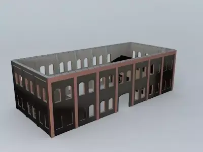 Warehouse brick building Free 3D model