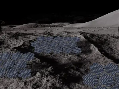 Moon surface with hexagonal solar cells v1 3D model