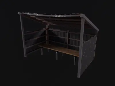 Bus stop Low-poly 3D model 3
