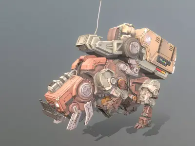 CYBORG Robotic BULLDOG Running fbx png 3D model