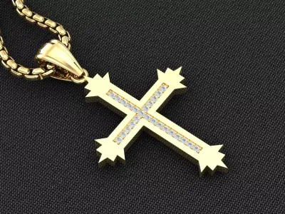 High Cross Pendant Light Gold 18K 3CP093 3D model