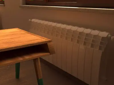 radiator wooden table and 3D model
