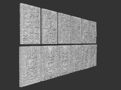 Low poly Black Mayan Temple Wall 230719 Low-poly 3D model
