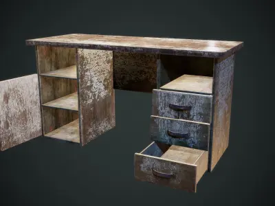 Writen Table Low-poly 3D model