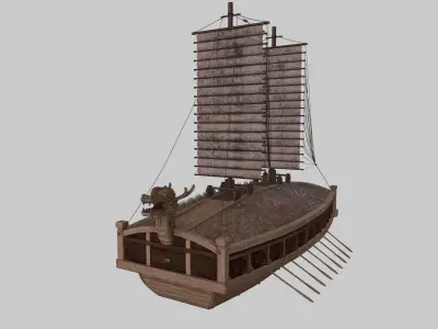 Ancient Korean turtle boat in Jinhae 3D model