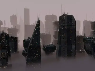 Alien Planet Sci-Fi Fantasy City 3D model