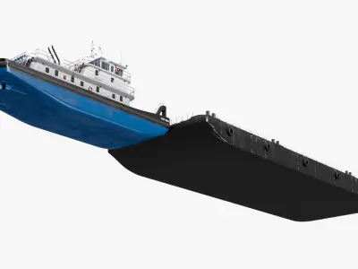  Push Boat Ship with Pontoon Barge 