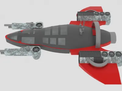 Space - Z Spaceship Low-poly 3D model