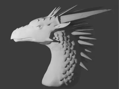 Dragon Bust Model Wings of Fire inspired Low-poly 3D model