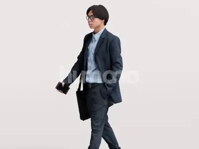 Human business man - walking working office street -4151-40 3D model
