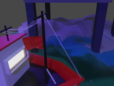 low poly harbor house Low-poly 3D model