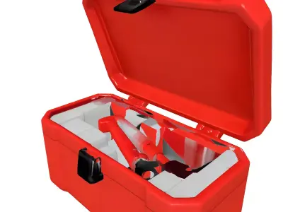 Red Toolbox with Wrenches 3D Model Low-poly 3D model