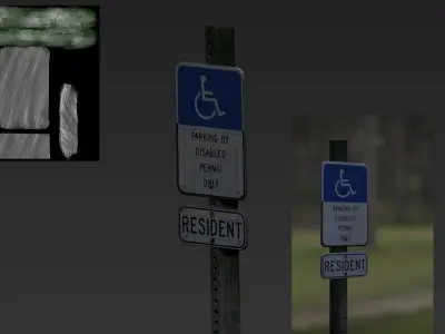 Disabled Handicapped Parking Sign 3D model
