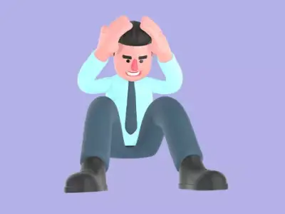 Stylized 3D Male Financial Analyst Character - Stress Pose 3D model
