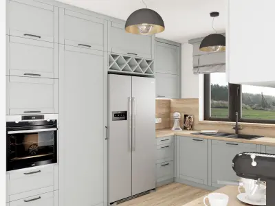 Grey Classic Kitchen  Dust Grey  Full kitchen scene 3D model