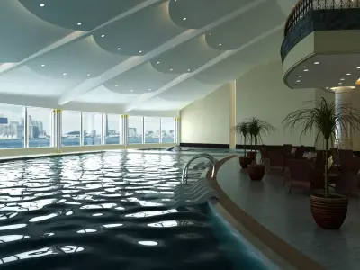 Indoor Hotel Pool  3D model purchase