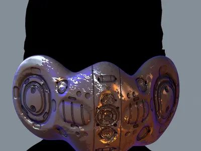 Gas mask helmet 3d model scifi Low-poly  Low-poly 3D model