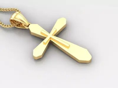 Light Gold 18K Cross Pendant 2CP044 3D print model