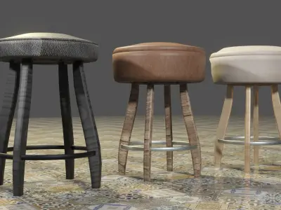 Stool furniture Low-poly 3D model
