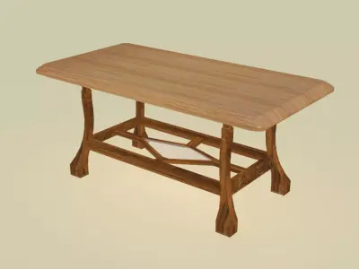 Classical wooden dining table Free low-poly 3D model
