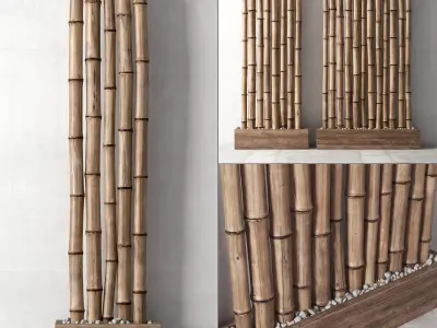 Bambo decor wood box pebble 3D model